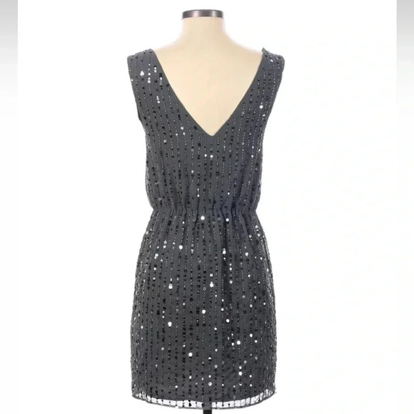 Walter Baker | Mason Grey Sequin Plunge V-Neck Cocktail Formal Dress Size 0 - Picture 3 of 5